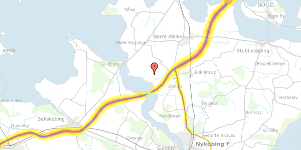 Trafikstøjkort på Vennerslundsvej 17, 4840 Nørre Alslev