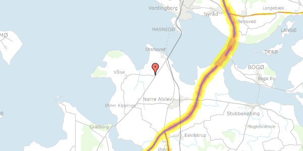 Trafikstøjkort på Vigvej 42, 4840 Nørre Alslev