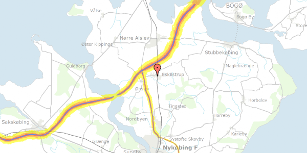 Trafikstøjkort på Åparken 9, 4863 Eskilstrup