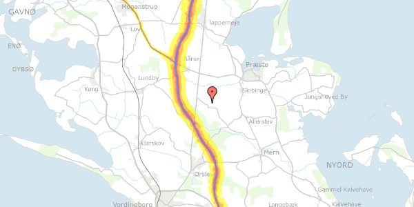 Trafikstøjkort på Dyrlevvej 10, 4720 Præstø