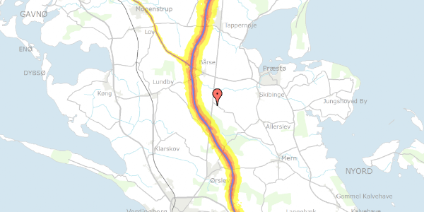 Trafikstøjkort på Hovedvejen 124, 4720 Præstø