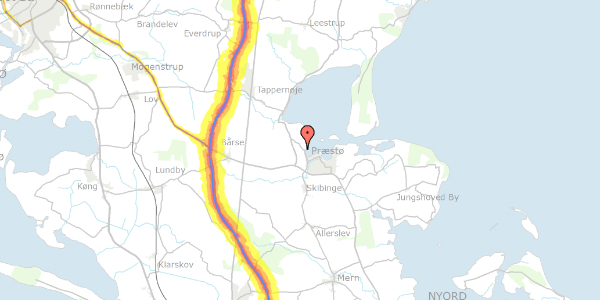 Trafikstøjkort på Nysøvej 7, 4720 Præstø