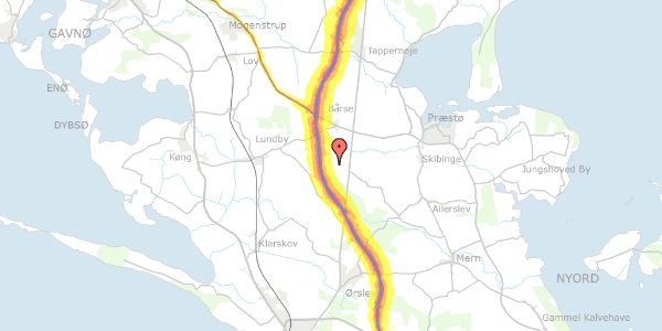 Trafikstøjkort på Skovgårdsvej 5, 4720 Præstø