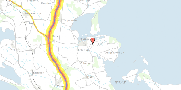 Trafikstøjkort på Skovhusevej 12, 4720 Præstø