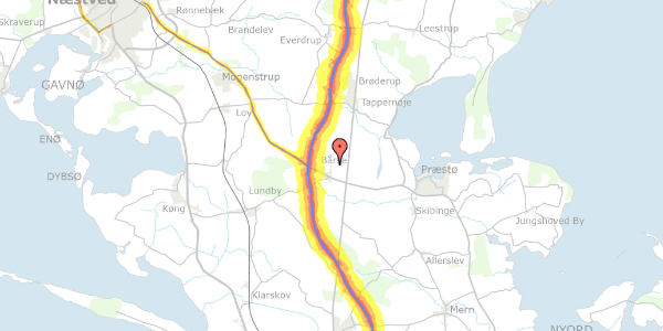 Trafikstøjkort på Sneserevej 47, 4720 Præstø