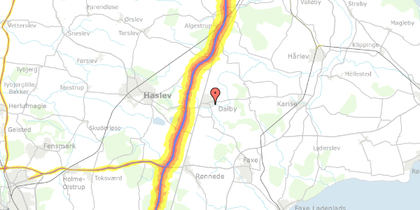 Trafikstøjkort på Dalbyvej 11, 4690 Haslev