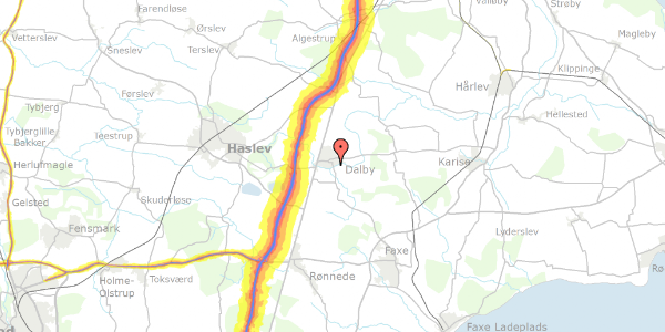 Trafikstøjkort på Dalbyvej 22, 4690 Haslev