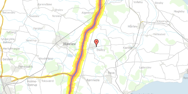 Trafikstøjkort på Karisevej 68, 4690 Haslev