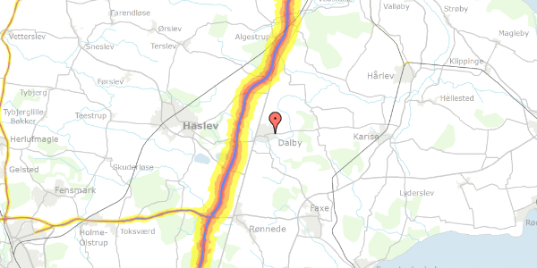 Trafikstøjkort på Karisevej 69, 4690 Haslev