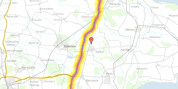 Trafikstøjkort på Vordingborgvej 390, 4690 Haslev