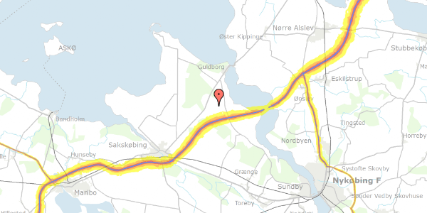 Trafikstøjkort på Bagvej 30, 4862 Guldborg