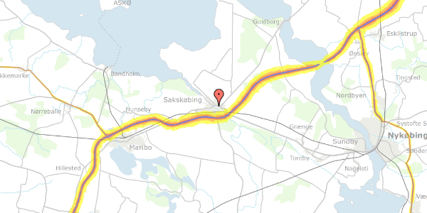 Trafikstøjkort på Brogade 16, 4990 Sakskøbing