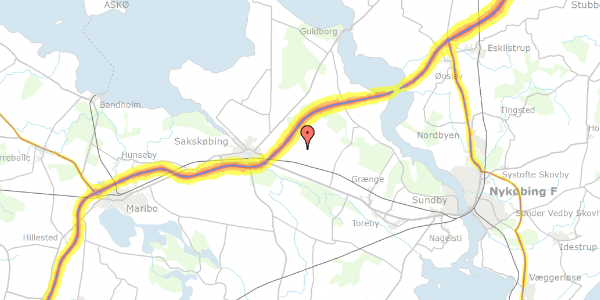 Trafikstøjkort på Bækvej 12, 4990 Sakskøbing