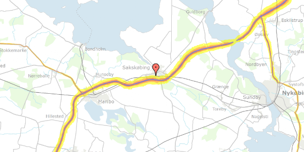 Trafikstøjkort på Bøgevænget 24, 4990 Sakskøbing