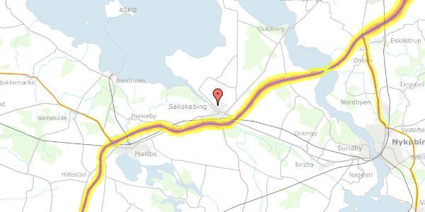 Trafikstøjkort på Fjordvej 26, 4990 Sakskøbing