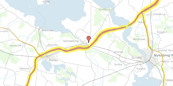 Trafikstøjkort på Guldborgvej 17, 4990 Sakskøbing