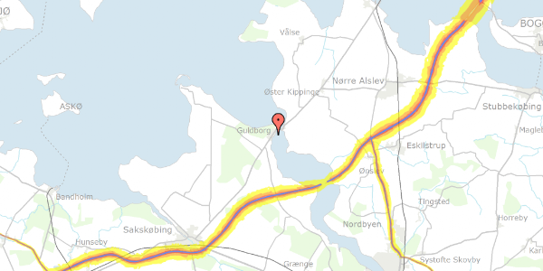 Trafikstøjkort på Guldborgvej 167, 4862 Guldborg