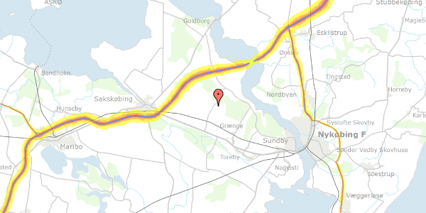 Trafikstøjkort på Idalundvej 43, 4990 Sakskøbing