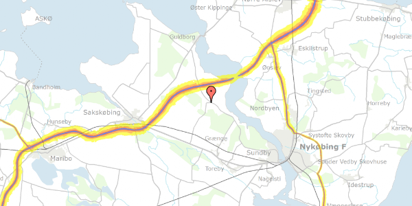 Trafikstøjkort på Idalundvej 55, 4990 Sakskøbing