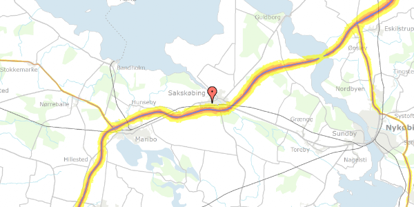 Trafikstøjkort på Kastanievej 13A, 4990 Sakskøbing