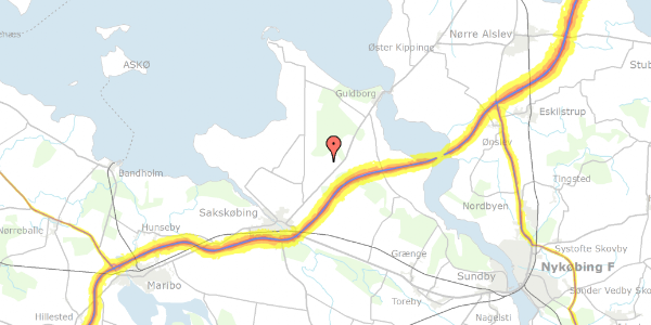 Trafikstøjkort på Langbjerg 18, 4990 Sakskøbing