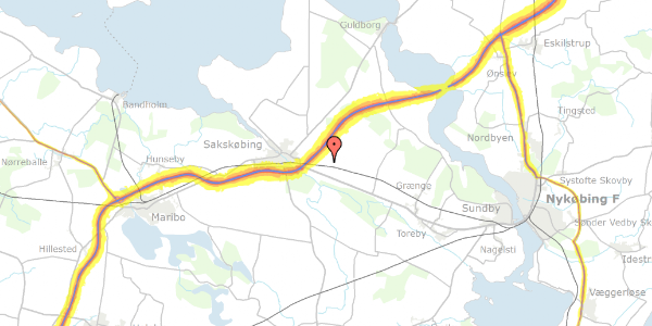 Trafikstøjkort på Langsvej 22, 4990 Sakskøbing