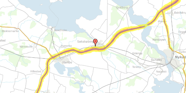 Trafikstøjkort på Lærkevej 4, 4990 Sakskøbing