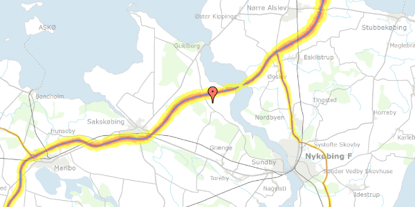 Trafikstøjkort på Majbøllevej 96, 4862 Guldborg