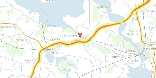 Trafikstøjkort på Maribovej 52, 4990 Sakskøbing