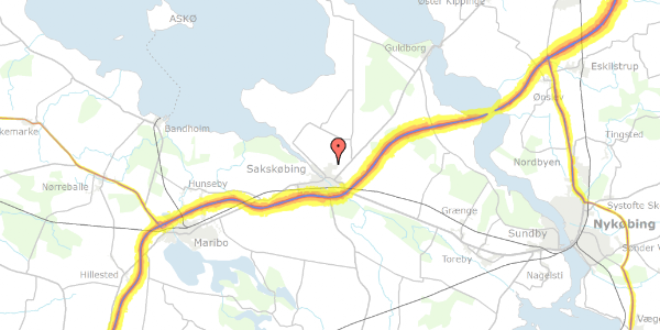 Trafikstøjkort på Møllehaven 58, 4990 Sakskøbing