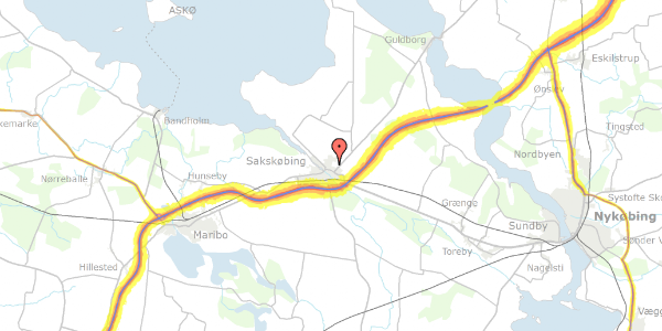 Trafikstøjkort på Møllevej 32, 4990 Sakskøbing