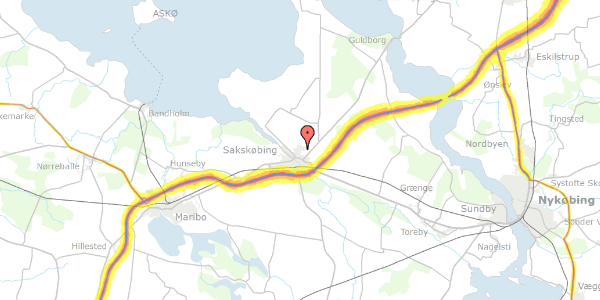 Trafikstøjkort på Møllevej 59, 4990 Sakskøbing