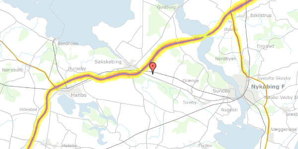 Trafikstøjkort på Møllevænget 11, 4990 Sakskøbing