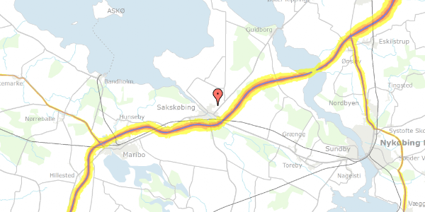 Trafikstøjkort på Mågevej 2, 4990 Sakskøbing