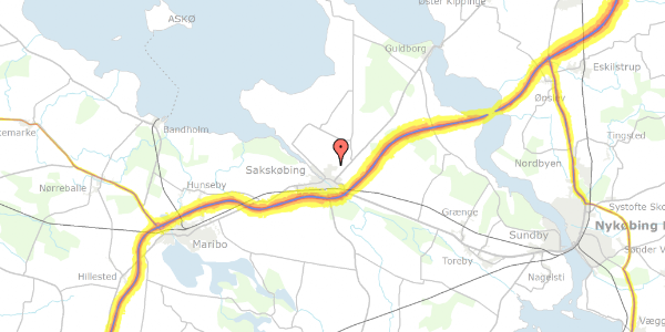 Trafikstøjkort på Mågevej 21, 4990 Sakskøbing