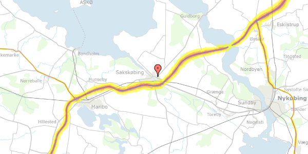 Trafikstøjkort på Nykøbingvej 30, 4990 Sakskøbing