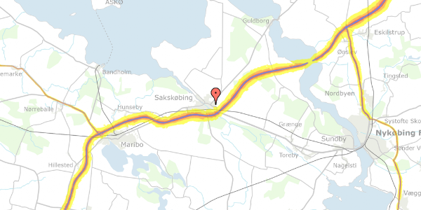 Trafikstøjkort på Nykøbingvej 69, 4990 Sakskøbing