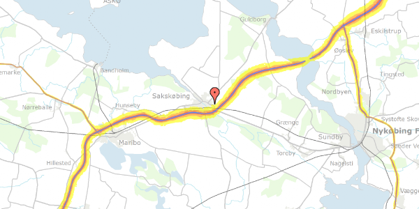 Trafikstøjkort på Nykøbingvej 74C, 4990 Sakskøbing