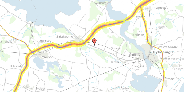 Trafikstøjkort på Nykøbingvej 122, 4990 Sakskøbing