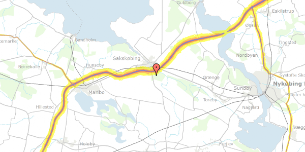 Trafikstøjkort på Nystedvej 59, 4990 Sakskøbing