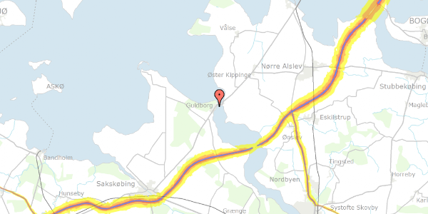 Trafikstøjkort på Nyvej 10, 4862 Guldborg