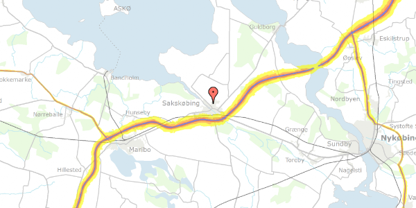 Trafikstøjkort på Orebyvej 79, 4990 Sakskøbing