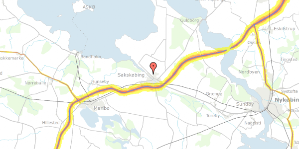 Trafikstøjkort på Orebyvej 95, 4990 Sakskøbing