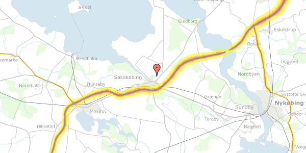 Trafikstøjkort på Rosengården 5, 4990 Sakskøbing