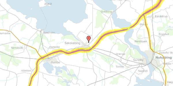 Trafikstøjkort på Rosengården 19, 4990 Sakskøbing