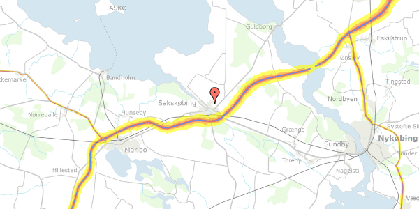 Trafikstøjkort på Rosengården 44, 4990 Sakskøbing