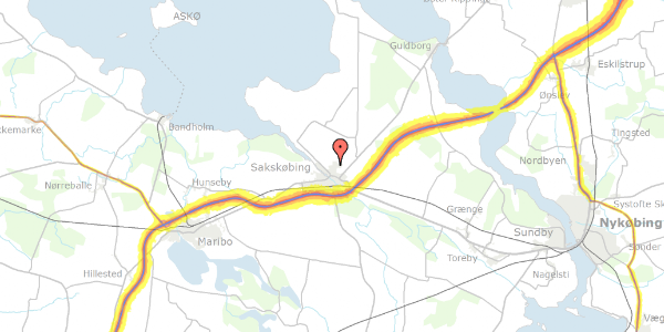 Trafikstøjkort på Rosengården 73, 4990 Sakskøbing