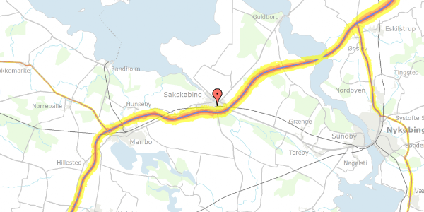 Trafikstøjkort på Rådhusgade 12, 4990 Sakskøbing