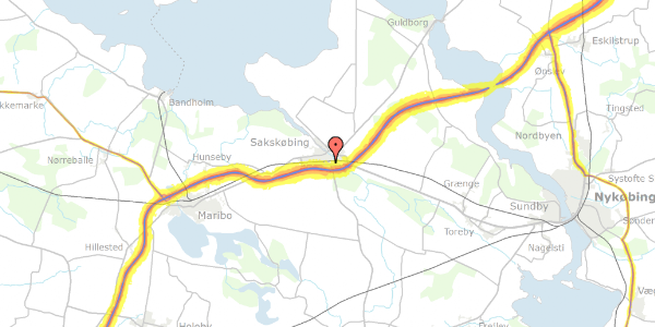 Trafikstøjkort på Skovvej 8, 4990 Sakskøbing