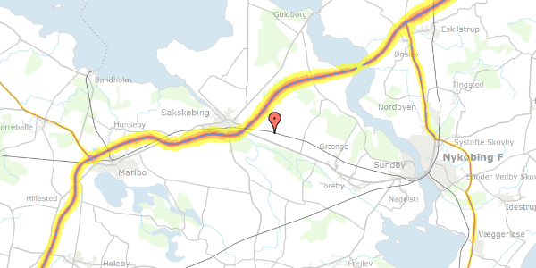 Trafikstøjkort på Smedestræde 6, 4990 Sakskøbing